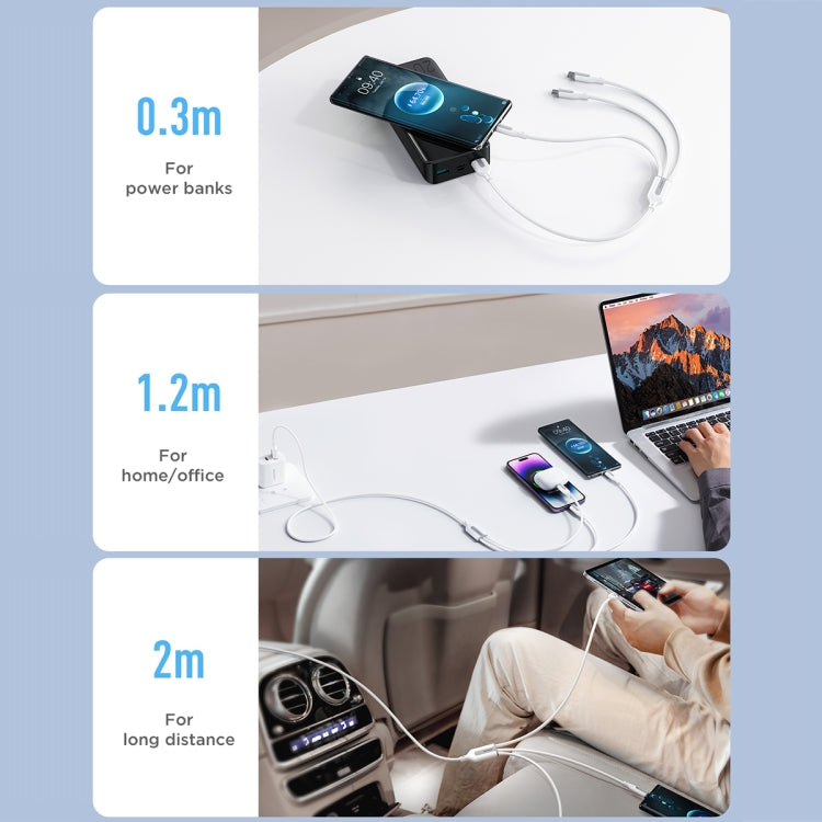 JOYROOM S-1T3018A15 Ice-Crystal Series 3.5A USB to 8 Pin+Type-C+Micro USB 3 in 1 Charging Cable, Length: