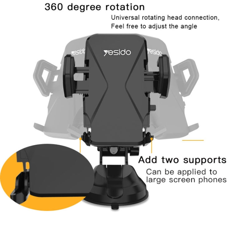 Yesido C40 Car Foldable 360 Degree Rotation Automatic Clip Phone Holder(Black)