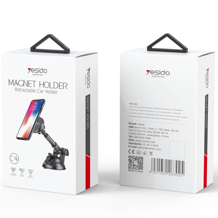 Yesido C41 Car Windshield Telescopic Suction Cup Magnetic Phone Holder(Black)