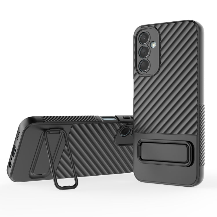 For Samsung Galaxy M14 5G Wavy Texture TPU Phone Case with Lens Film