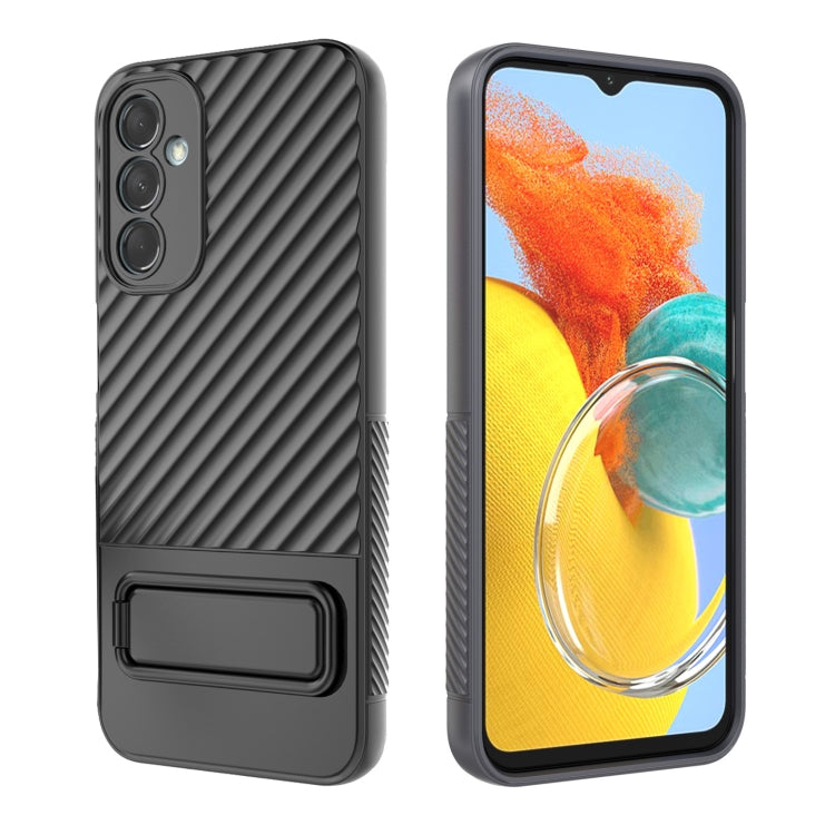 For Samsung Galaxy M14 5G Wavy Texture TPU Phone Case with Lens Film