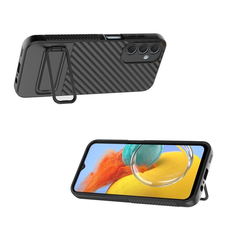 For Samsung Galaxy M14 5G Wavy Texture TPU Phone Case with Lens Film