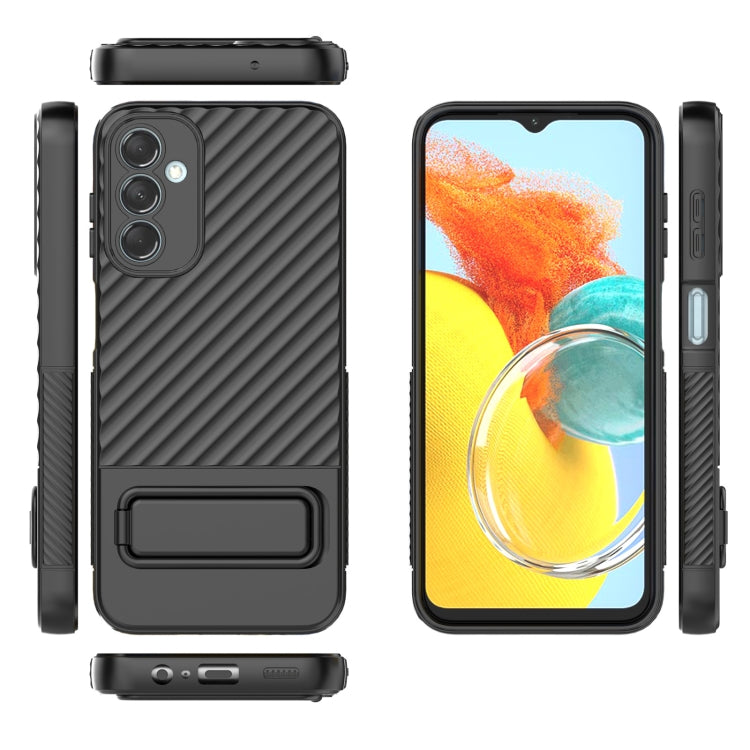 For Samsung Galaxy M14 5G Wavy Texture TPU Phone Case with Lens Film