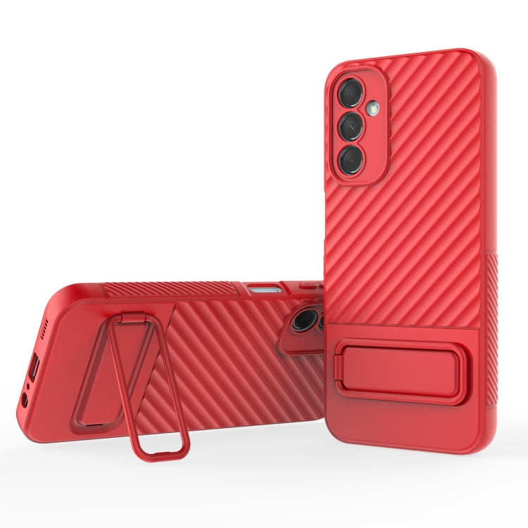 For Samsung Galaxy M14 5G Wavy Texture TPU Phone Case with Lens Film