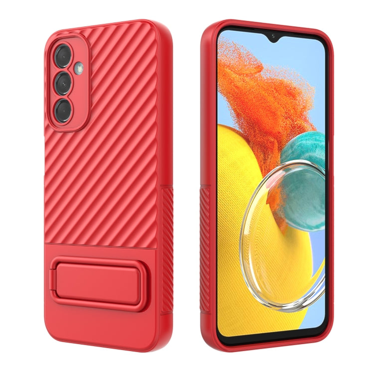 For Samsung Galaxy M14 5G Wavy Texture TPU Phone Case with Lens Film