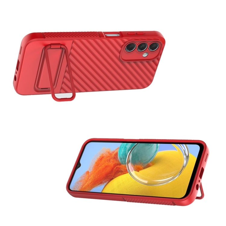 For Samsung Galaxy M14 5G Wavy Texture TPU Phone Case with Lens Film
