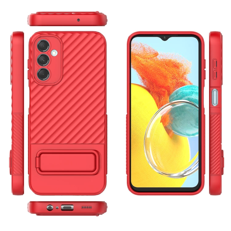 For Samsung Galaxy M14 5G Wavy Texture TPU Phone Case with Lens Film