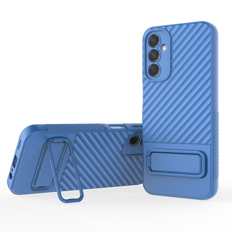 For Samsung Galaxy M14 5G Wavy Texture TPU Phone Case with Lens Film