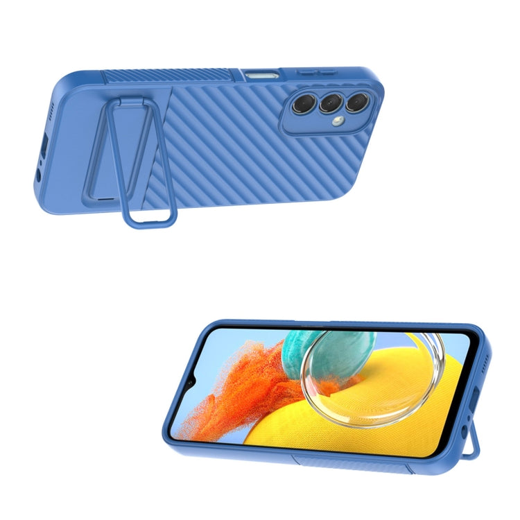 For Samsung Galaxy M14 5G Wavy Texture TPU Phone Case with Lens Film