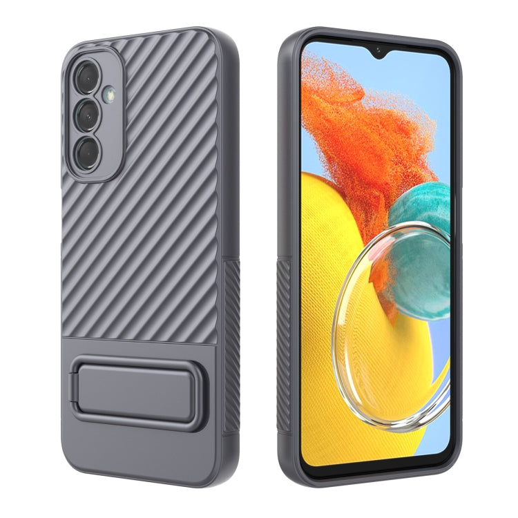 For Samsung Galaxy M14 5G Wavy Texture TPU Phone Case with Lens Film