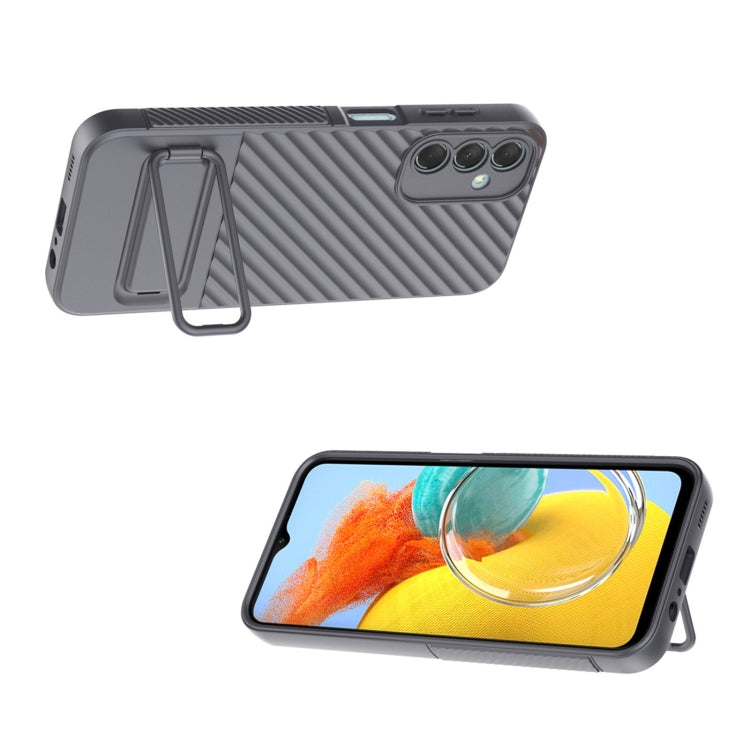 For Samsung Galaxy M14 5G Wavy Texture TPU Phone Case with Lens Film