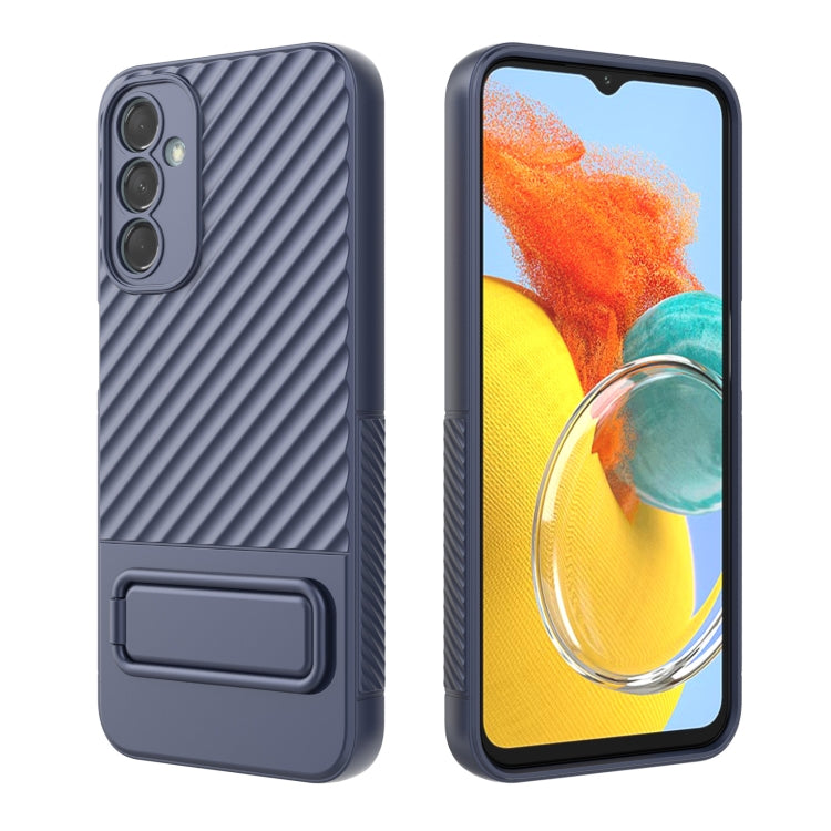 For Samsung Galaxy M14 5G Wavy Texture TPU Phone Case with Lens Film
