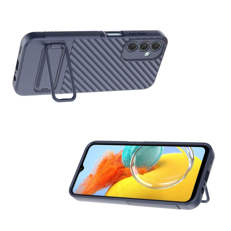 For Samsung Galaxy M14 5G Wavy Texture TPU Phone Case with Lens Film