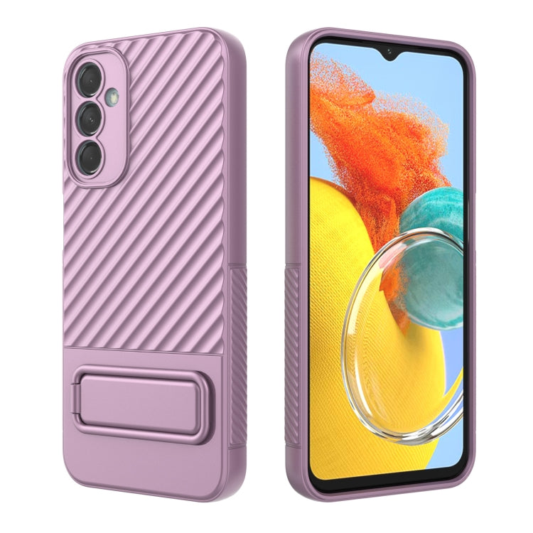 For Samsung Galaxy M14 5G Wavy Texture TPU Phone Case with Lens Film