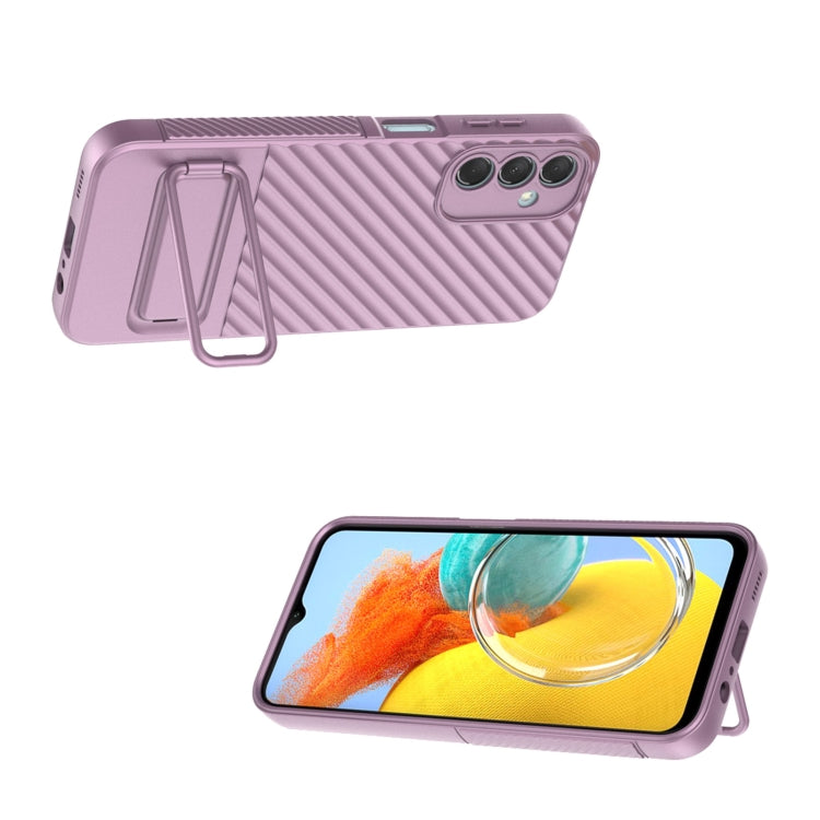 For Samsung Galaxy M14 5G Wavy Texture TPU Phone Case with Lens Film
