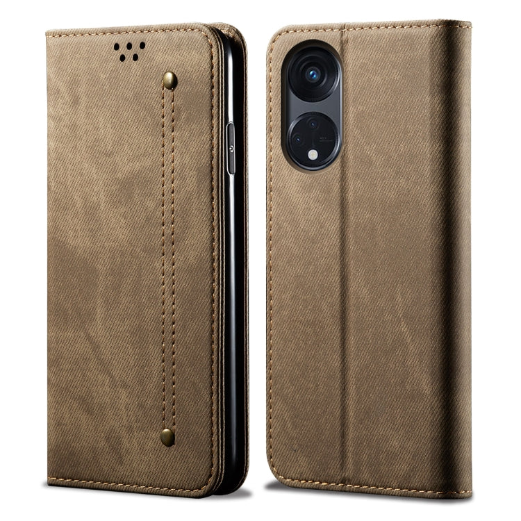 For OPPO A98 5G Denim Texture Casual Style Horizontal Flip Leather Case