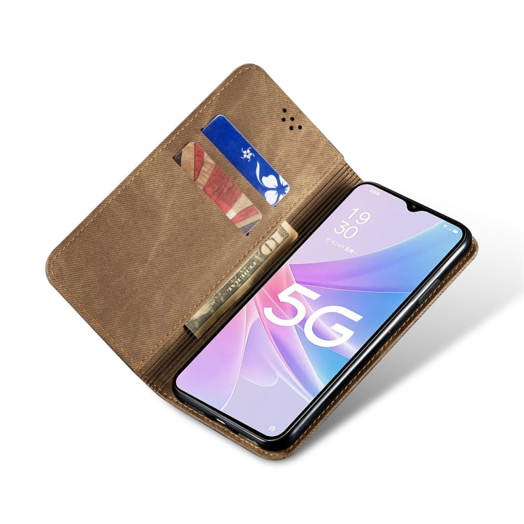 For OPPO A98 5G Denim Texture Casual Style Horizontal Flip Leather Case