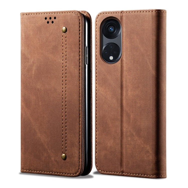 For OPPO A98 5G Denim Texture Casual Style Horizontal Flip Leather Case
