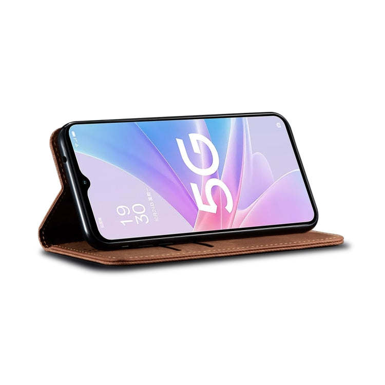 For OPPO A98 5G Denim Texture Casual Style Horizontal Flip Leather Case
