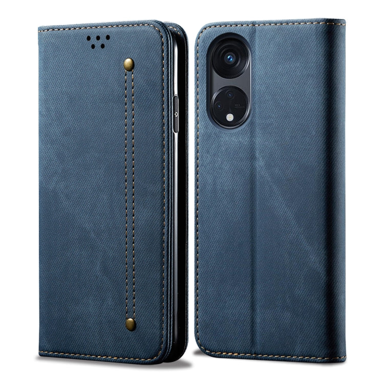 For OPPO A98 5G Denim Texture Casual Style Horizontal Flip Leather Case