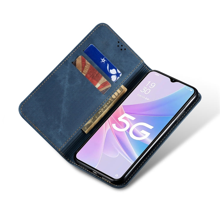 For OPPO A98 5G Denim Texture Casual Style Horizontal Flip Leather Case