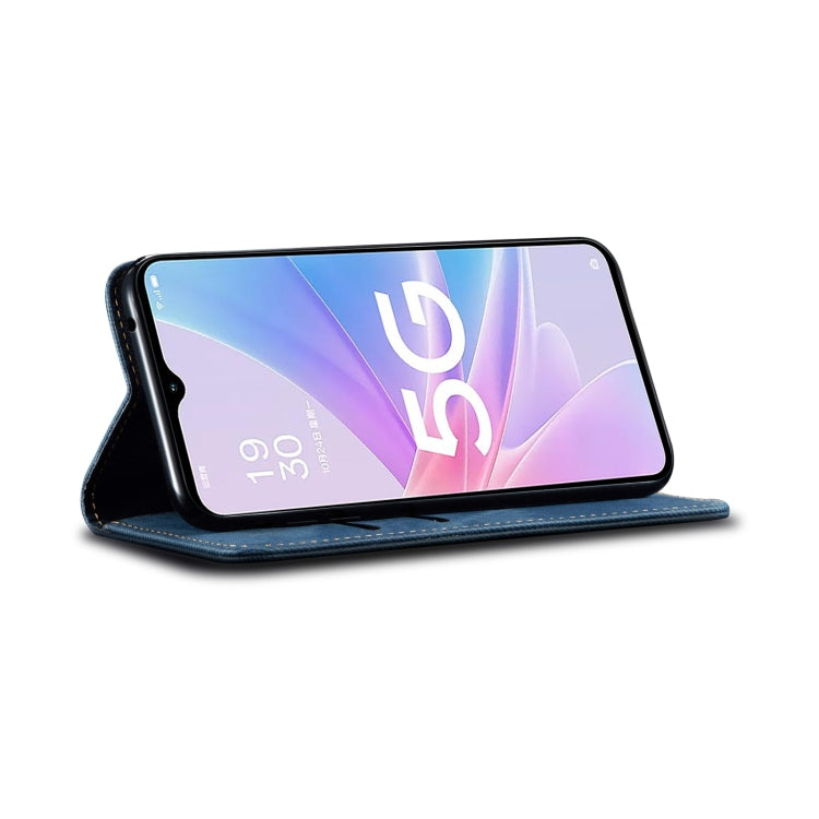 For OPPO A98 5G Denim Texture Casual Style Horizontal Flip Leather Case