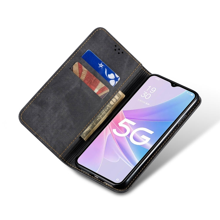 For OPPO A98 5G Denim Texture Casual Style Horizontal Flip Leather Case