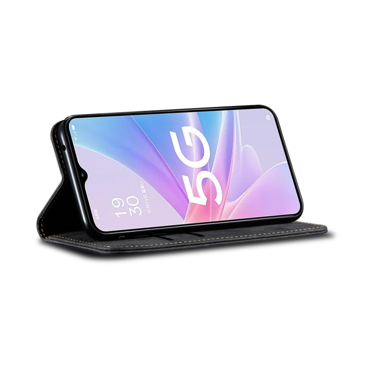 For OPPO A98 5G Denim Texture Casual Style Horizontal Flip Leather Case