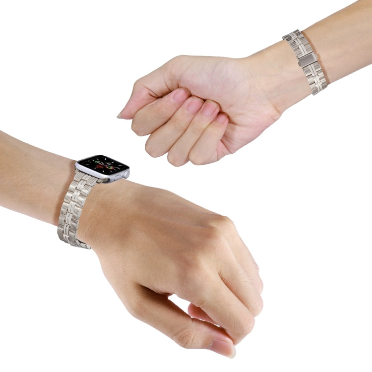 3-Beads Stripe Metal Watch Band For Apple Watch Series 10 46mm