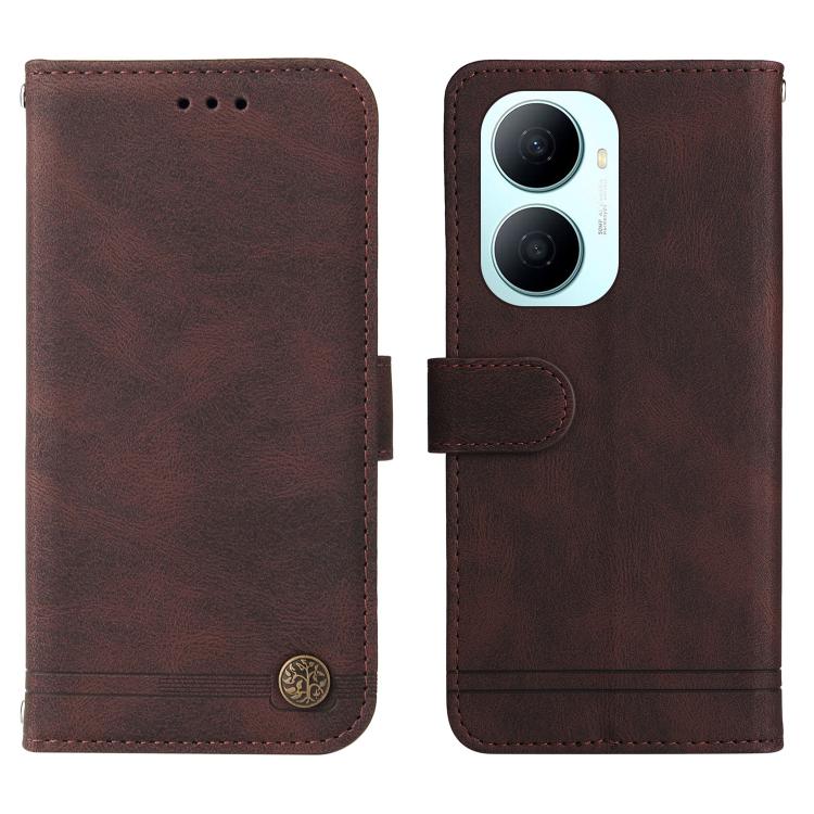 For Huawei Enjoy 80 Plus Skin Feel Life Tree Metal Button Leather Phone Case