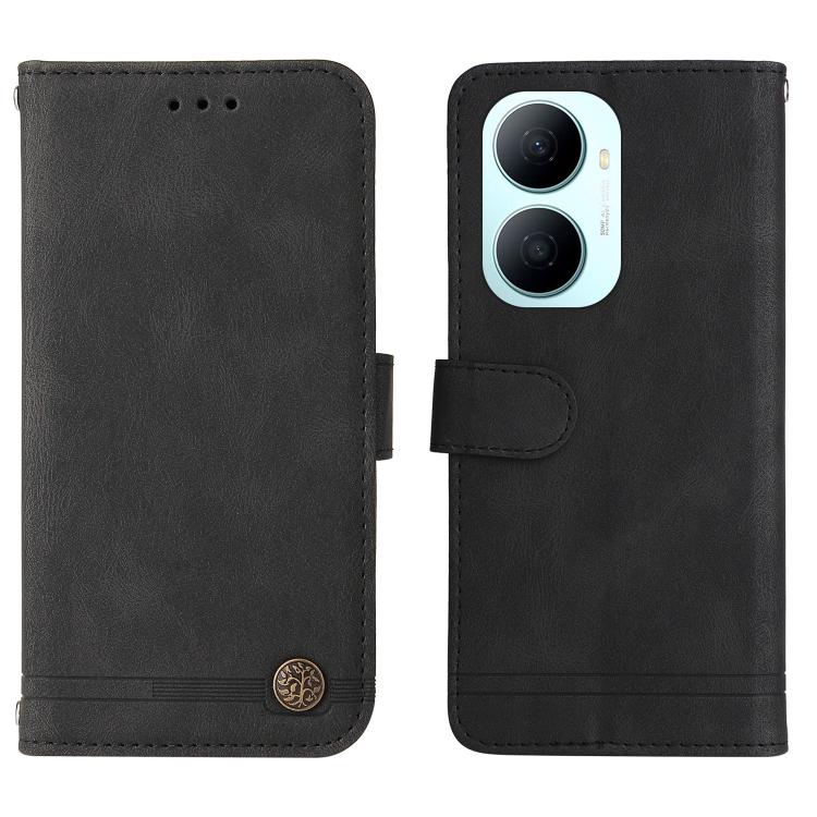 For Huawei Enjoy 80 Plus Skin Feel Life Tree Metal Button Leather Phone Case