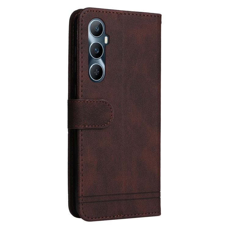 For Realme C65 4G Skin Feel Life Tree Metal Button Leather Phone Case