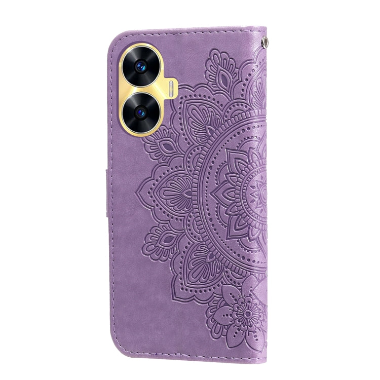 For Realme C55 7-petal Flowers Embossing Leather Phone Case