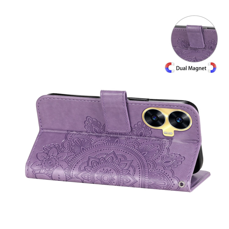 For Realme C55 7-petal Flowers Embossing Leather Phone Case