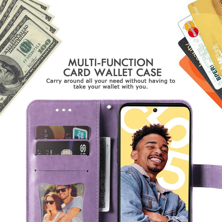 For Realme C55 7-petal Flowers Embossing Leather Phone Case