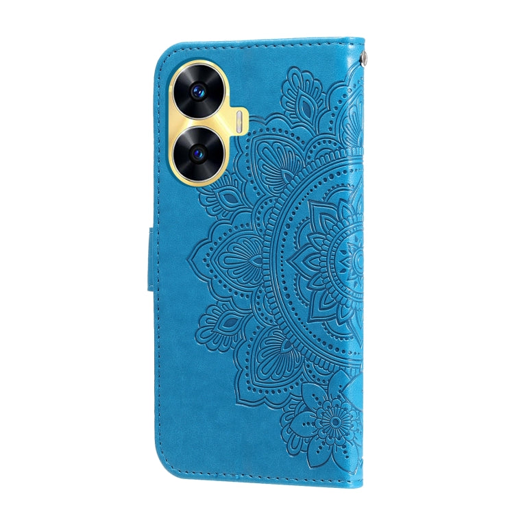 For Realme C55 7-petal Flowers Embossing Leather Phone Case