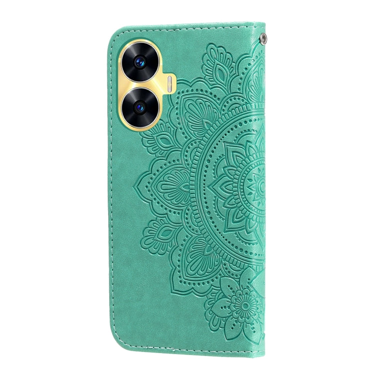 For Realme C55 7-petal Flowers Embossing Leather Phone Case
