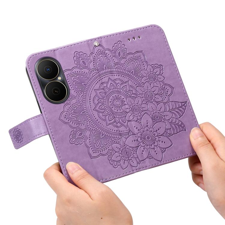 For Huawei Enjoy 80 Seven-petal Flowers Embossing Leather Phone Case