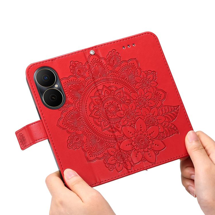 For Huawei Enjoy 80 Seven-petal Flowers Embossing Leather Phone Case