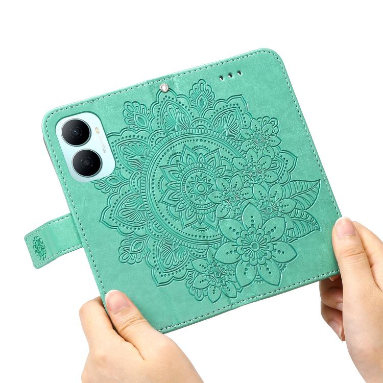 For Huawei Enjoy 80 Plus Seven-petal Flowers Embossing Leather Phone Case