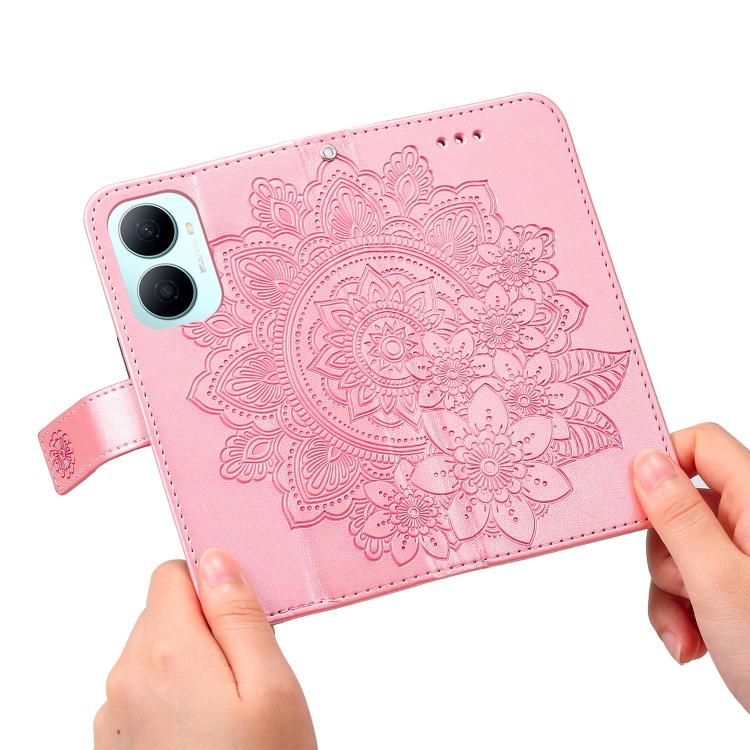For Huawei Enjoy 80 Plus Seven-petal Flowers Embossing Leather Phone Case