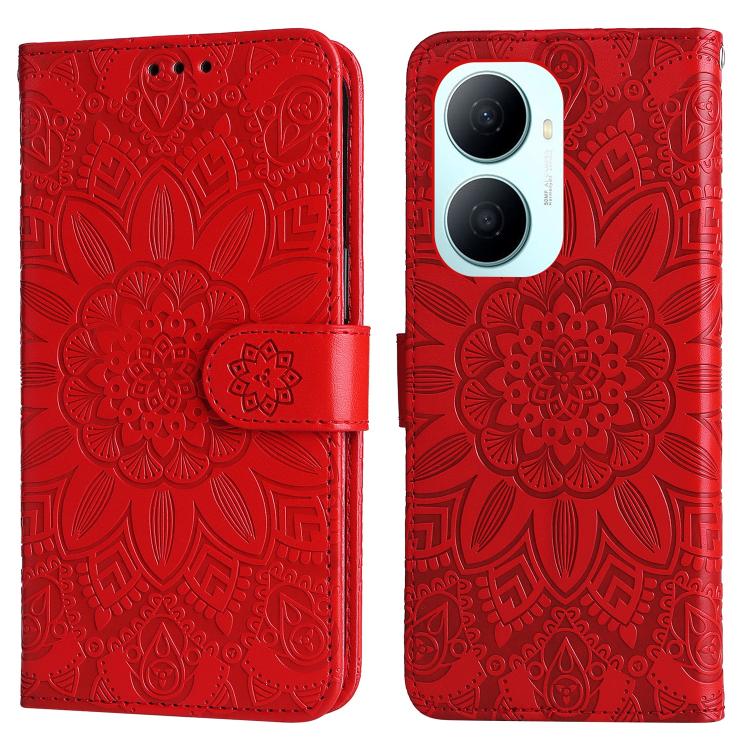 For Huawei Enjoy 80 Plus Embossed Sunflower Leather Phone Case