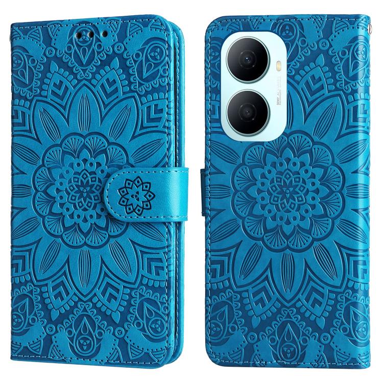 For Huawei Enjoy 80 Plus Embossed Sunflower Leather Phone Case