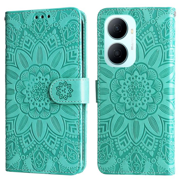 For Huawei Enjoy 80 Plus Embossed Sunflower Leather Phone Case