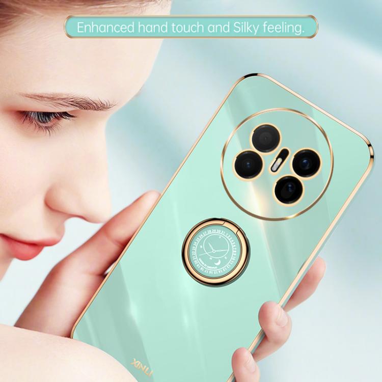 For Huawei Mate 70 Air XINLI Straight Edge 6D Electroplate TPU Phone Case with Ring Holder