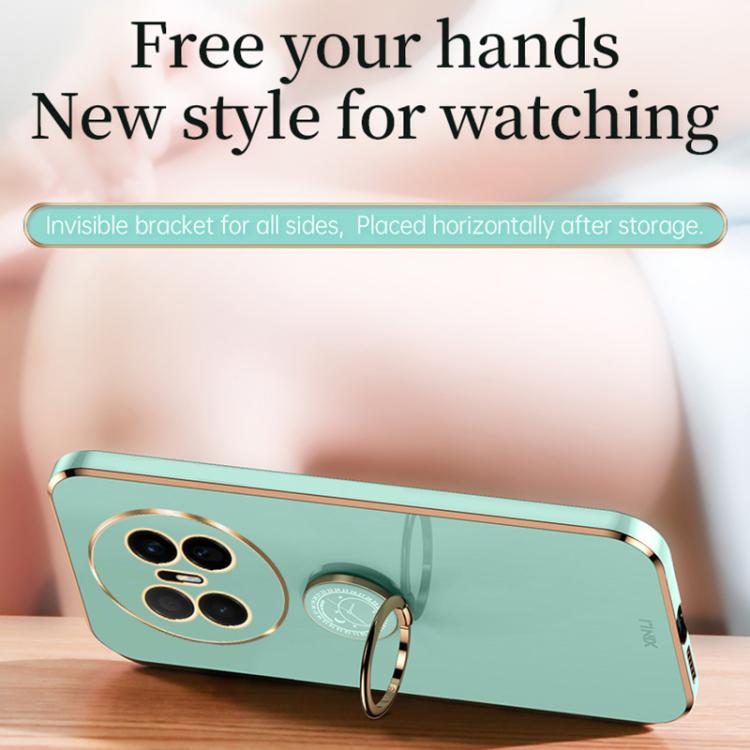 For Huawei Mate 70 Air XINLI Straight Edge 6D Electroplate TPU Phone Case with Ring Holder