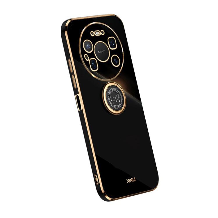 For Huawei Mate 80 Pro Max XINLI Straight Edge 6D Electroplate TPU Phone Case with Ring Holder