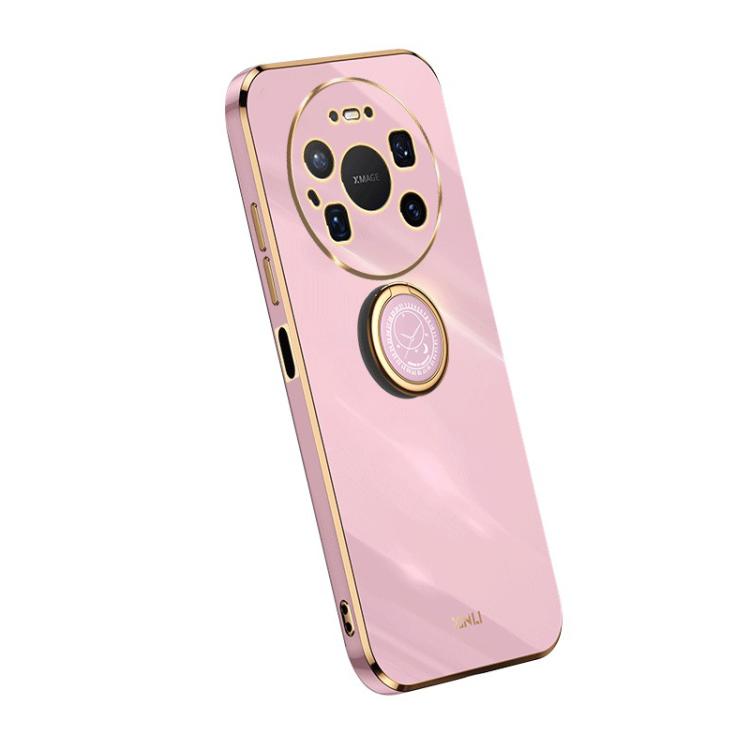 For Huawei Mate 80 Pro Max XINLI Straight Edge 6D Electroplate TPU Phone Case with Ring Holder