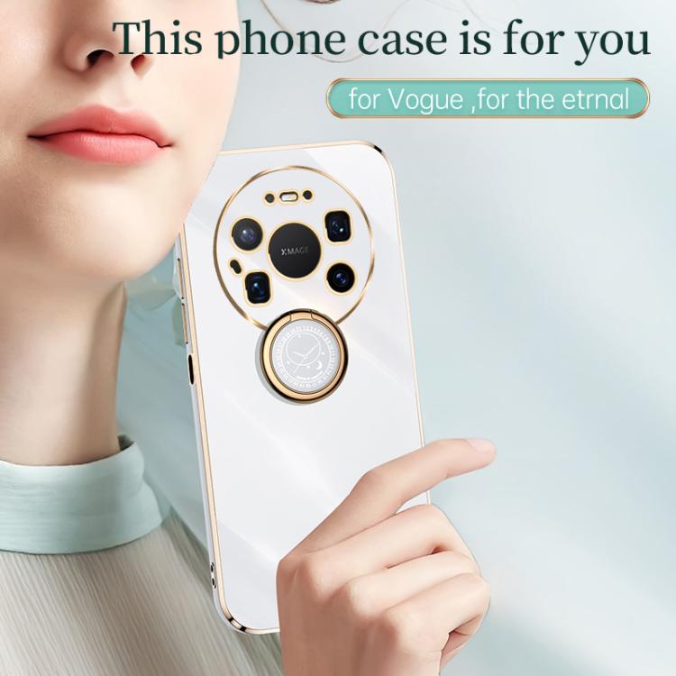 For Huawei Mate 80 Pro Max XINLI Straight Edge 6D Electroplate TPU Phone Case with Ring Holder