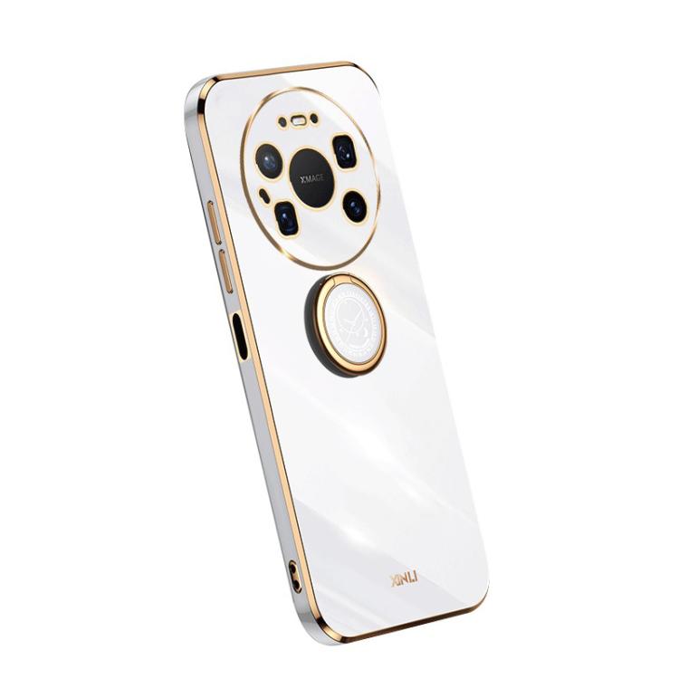 For Huawei Mate 80 Pro Max XINLI Straight Edge 6D Electroplate TPU Phone Case with Ring Holder